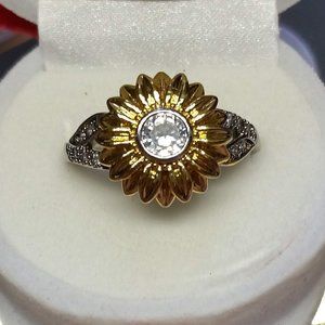 Art Deco Sunflower Fashion Coctail Ring